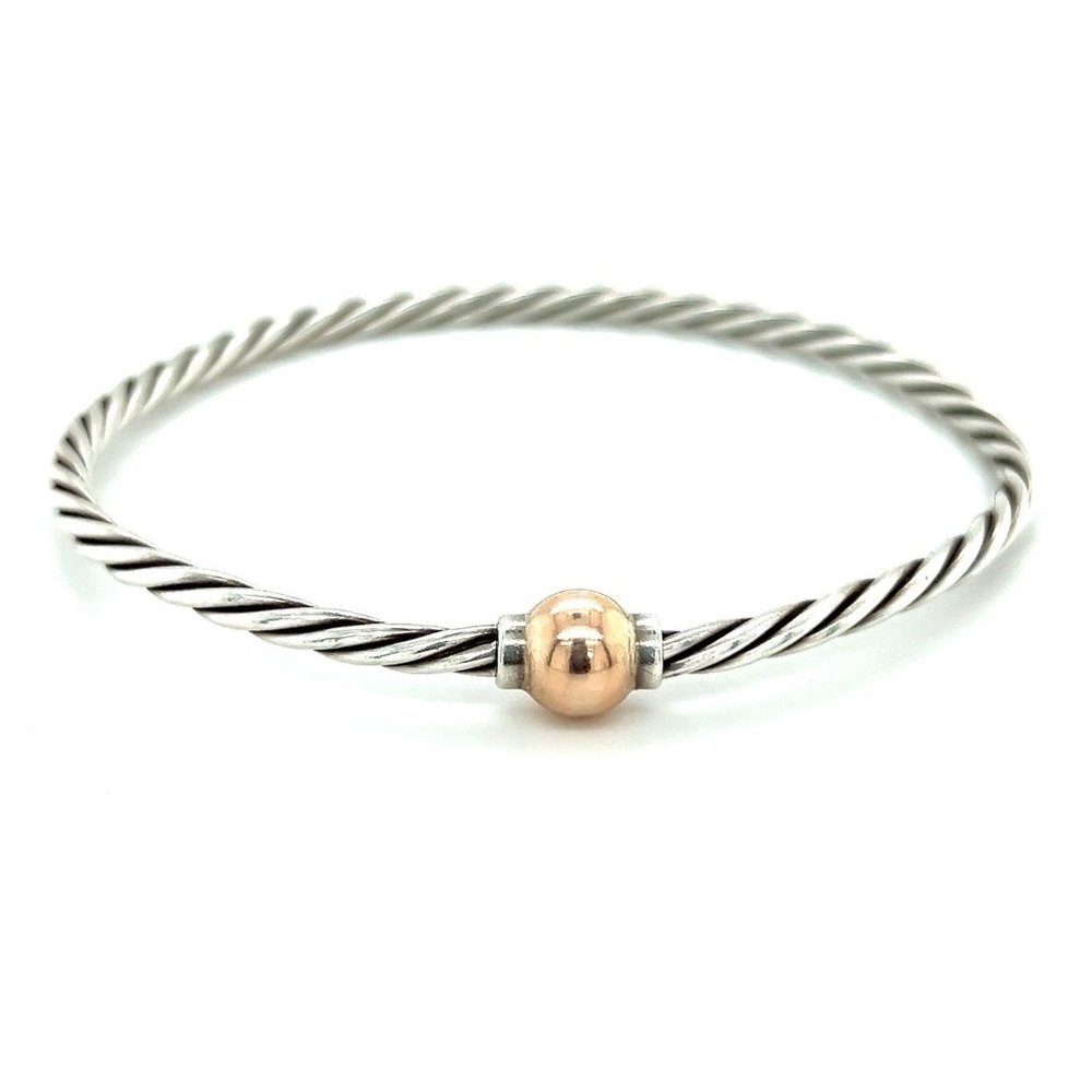 925/14k Cape Cod Twist Ball Bangle